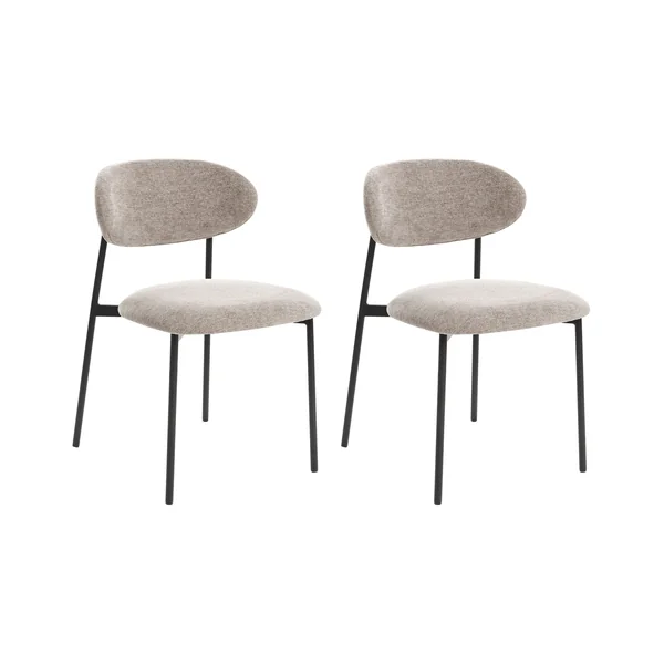 Lot de 2 chaises de salle à manger COWLEY Tissu chenille Taupe