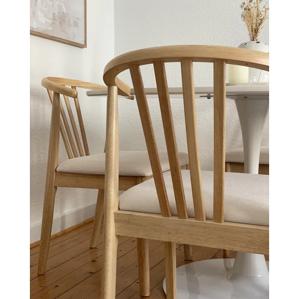 Lot de 2 chaises de salle à manger CRAIG Bois Marron clair/beige
