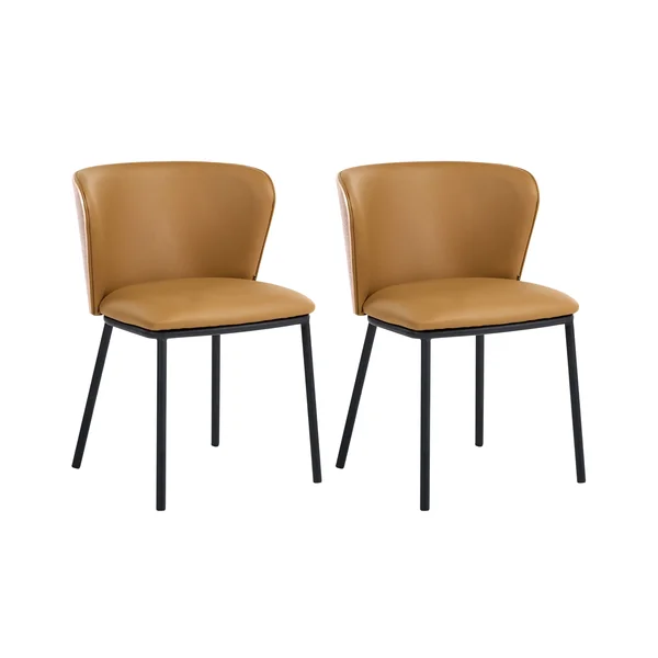 Lot de 2 chaises de salle à manger HOSKIN Cuir PU Marron