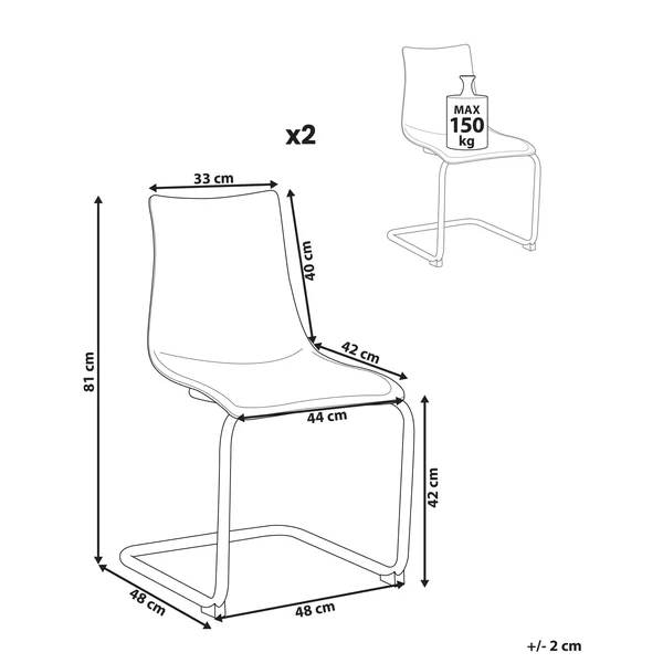 Lot de 2 chaises de salle à manger MARSHALL Orange