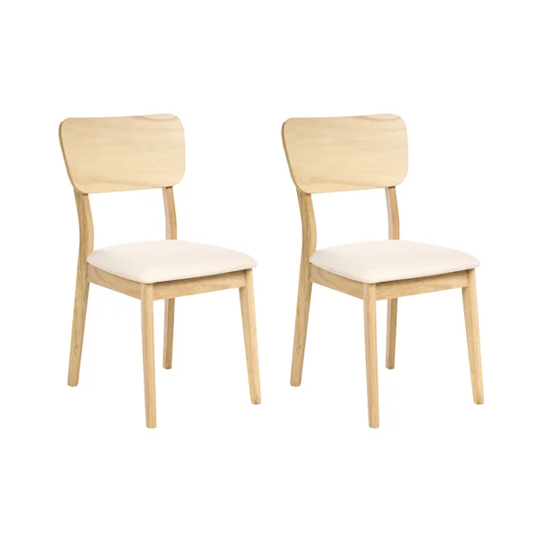 Lot de 2 chaises de salle à manger MINIER Bois Marron clair/beige