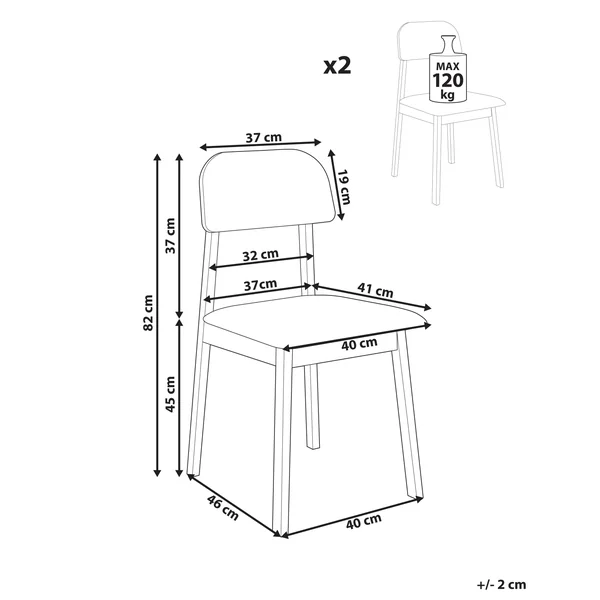 Lot de 2 chaises de salle à manger SCANDIA Bois Gris clair