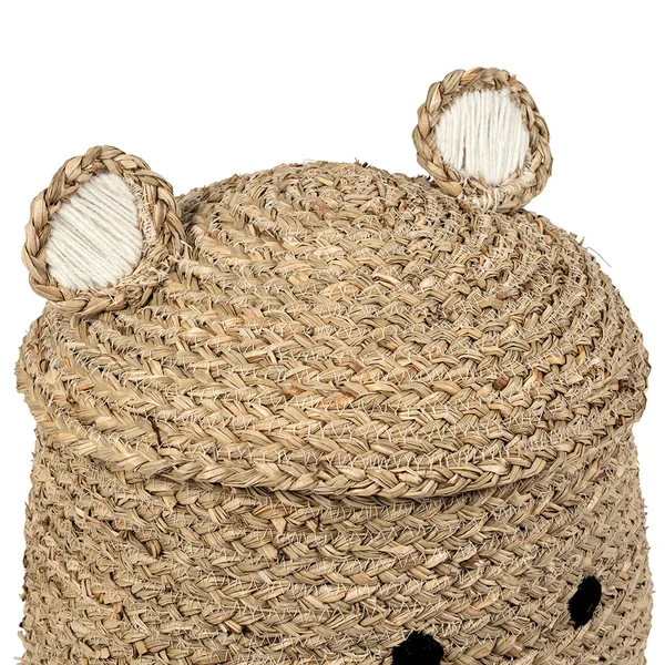 Lot de 2 corbeilles en jonc de mer naturel d31.5xh45cm - Famille