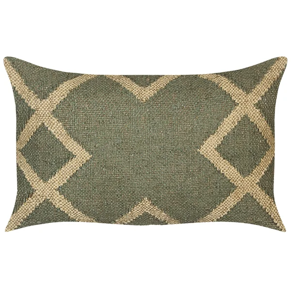 Lot de 2 coussins décoratifs GOPI Jute 30 x 50 cm Vert Motif oriental