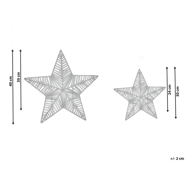 Lot de 2 décorations de Noël LED HAMPEN Étoile 24/30 cm Doré