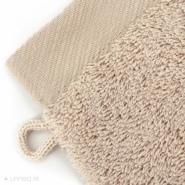 Lot de 2 gants de toilette 16x21 cm 100% coton peigné ALBA beige