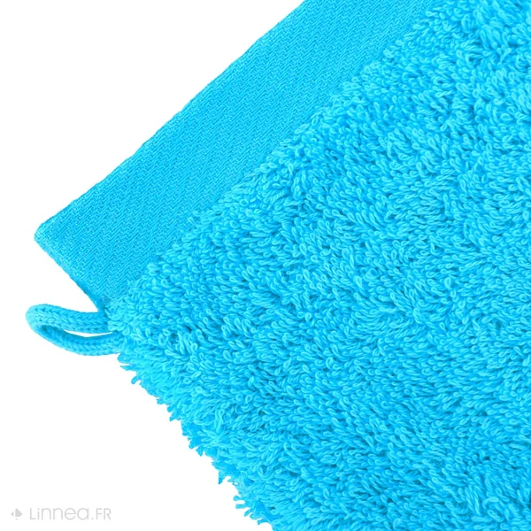 Lot de 2 gants de toilette 16x21 cm 100% coton peigné ALBA bleu océan