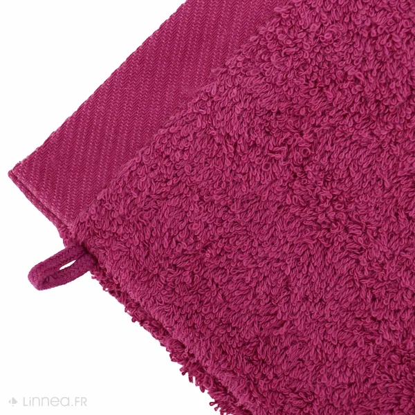 Lot de 2 gants de toilette 16x21 cm 100% coton peigné ALBA prune