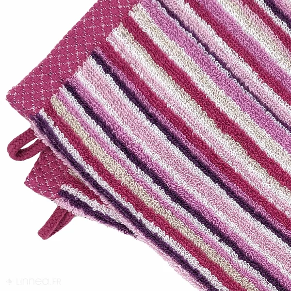 Lot de 2 gants de toilette coton 500 g/m2 PURE STRIPES II rose
