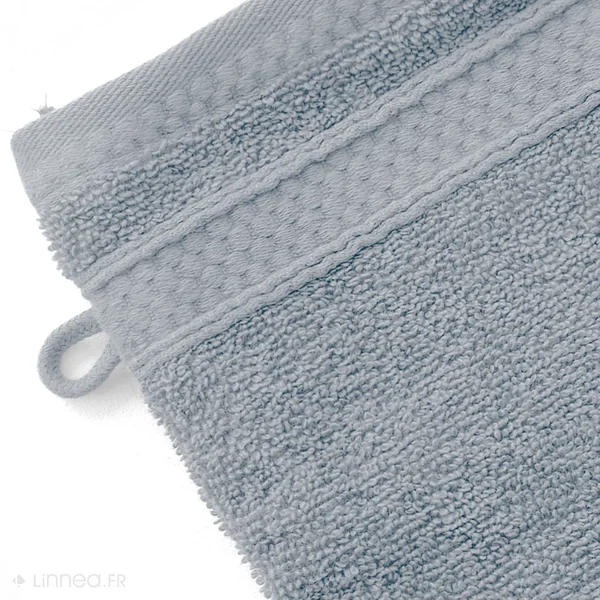 Lot de 2 gants de toilette coton 550 g/m2 NAÏA bleu Glacier