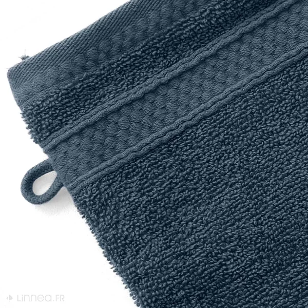 Lot de 2 gants de toilette coton 550 g/m2 NAÏA bleu Orage