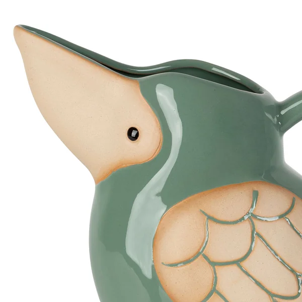 Lot de 2 pichets oiseau en grès blanc et sauge 1L - Calao