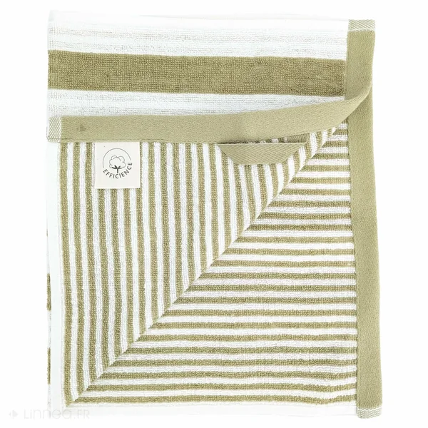 Lot de 2 serviettes invité 33x50 cm EFFICIENCE STRIPES vert olive