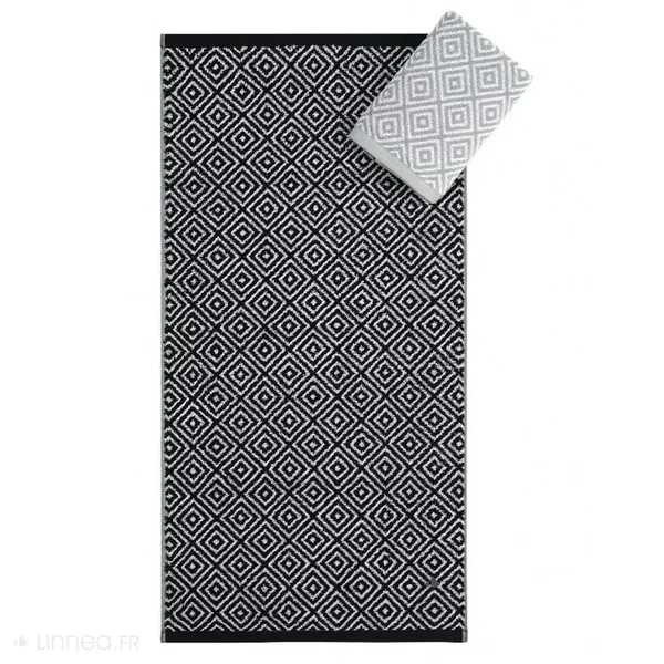 Lot de 2 serviettes invité 33x50 cm SYMETRIE 100% coton Gris Alvéoles