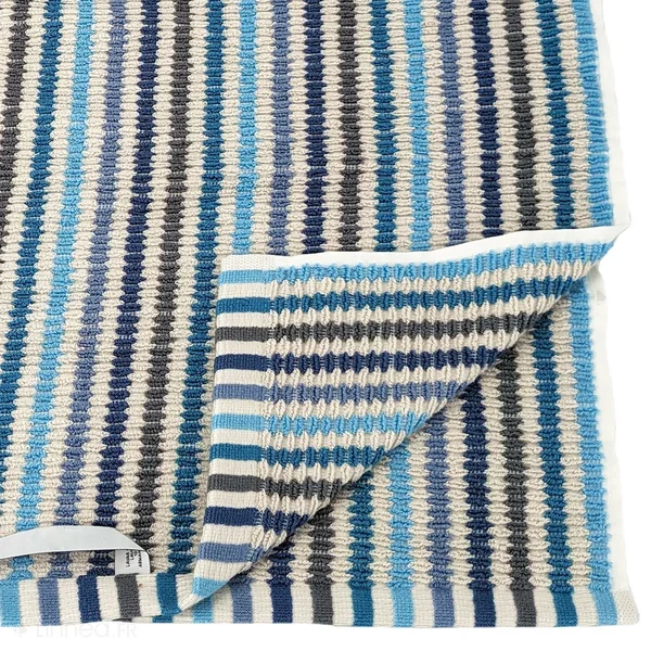 Lot de 2 serviettes invité à rayures 33x50 cm 100% coton collection BREEZE bleu