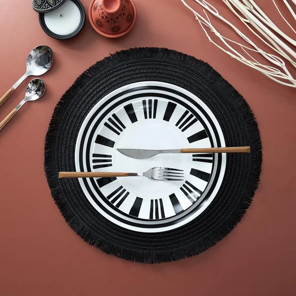 Lot de 2 sets de table rond 38 cm CIRCULO noir