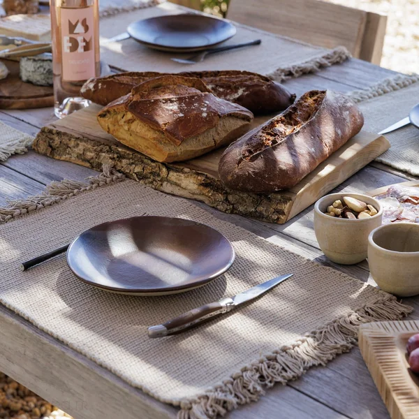 Lot de 2 sets de table à franges 33x46 cm PAPEETE beige Camel