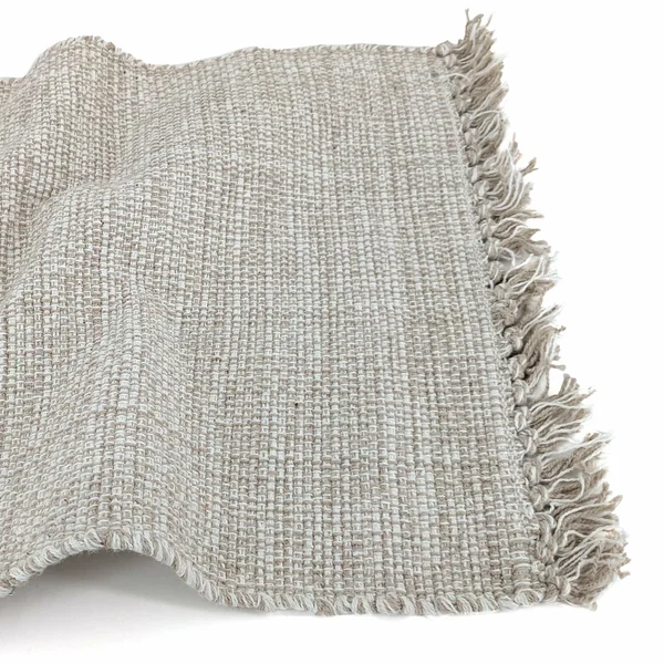 Lot de 2 sets de table à franges 33x46 cm PAPEETE blanc Naturel