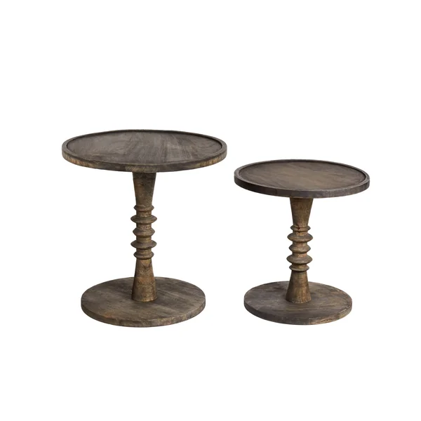 Lot de 2 tables d'appoint THALIA Bois de manguier Marron foncé