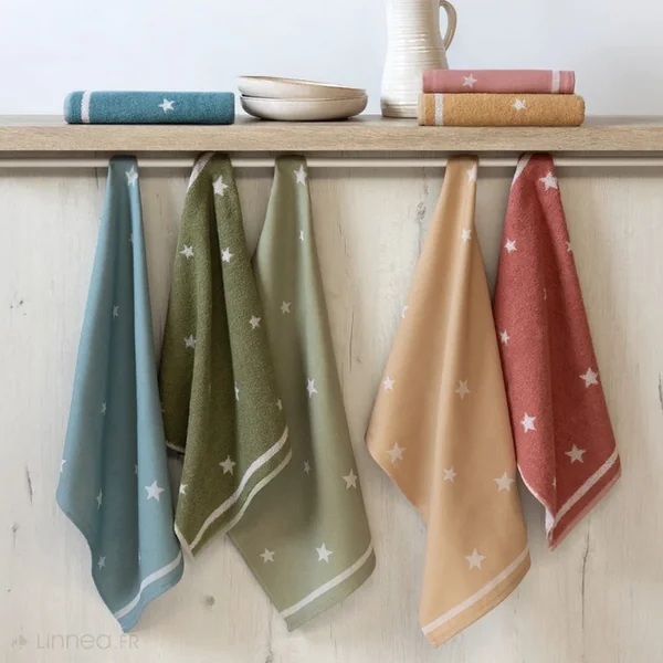 Lot de 2 torchons de cuisine 50x70 cm collection NOVA 100% Coton bleu