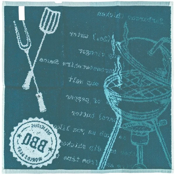 Lot de 2 torchons de cuisine pur coton 50x50 cm collection BBQ vert