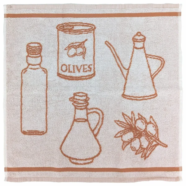 Lot de 2 torchons de cuisine pur coton 50x50 cm EVOO rouge brique