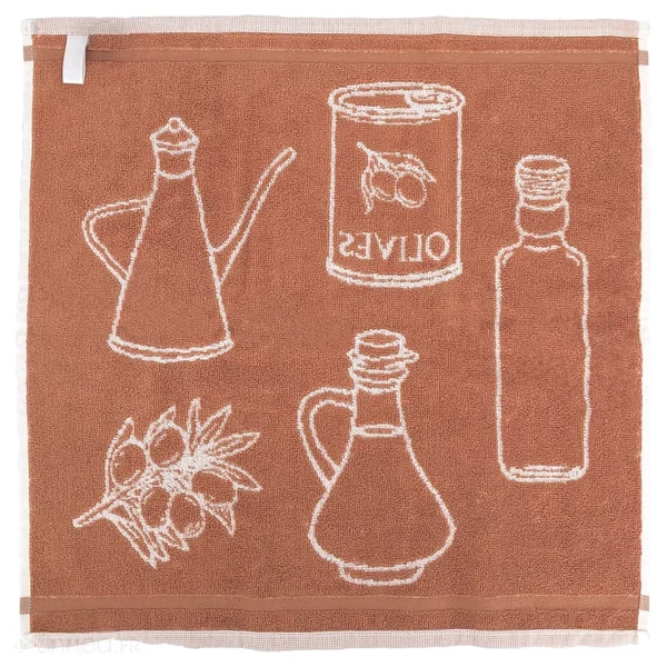 Lot de 2 torchons de cuisine pur coton 50x50 cm EVOO rouge brique