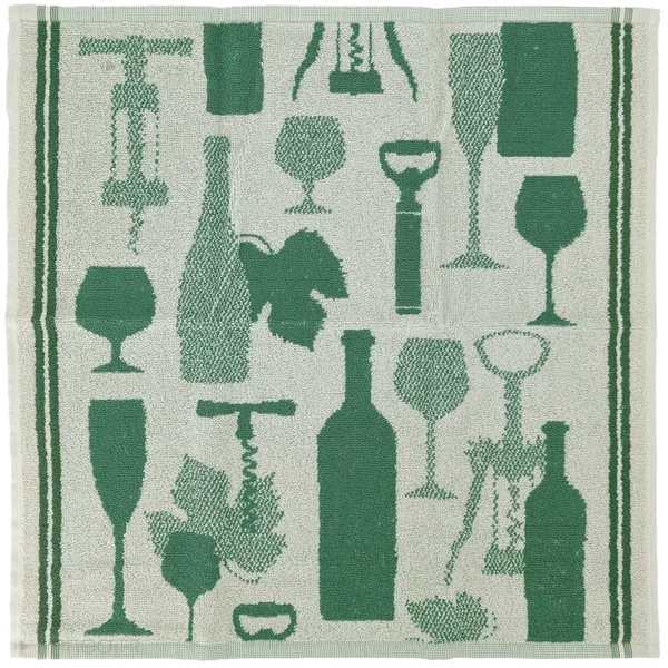 Lot de 2 torchons de cuisine pur coton 50x50 cm VITIS motif viticole vert