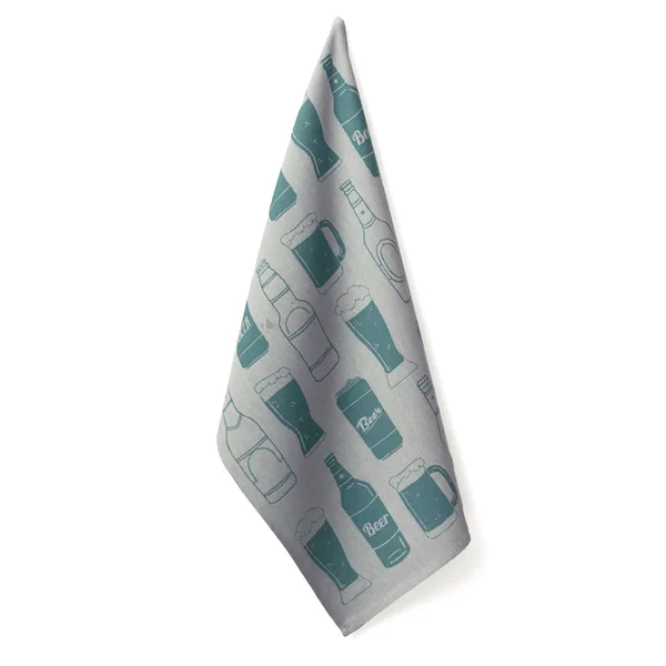 Lot de 2 torchons de cuisine pur coton 50x70 cm BEER motif de bières bleu