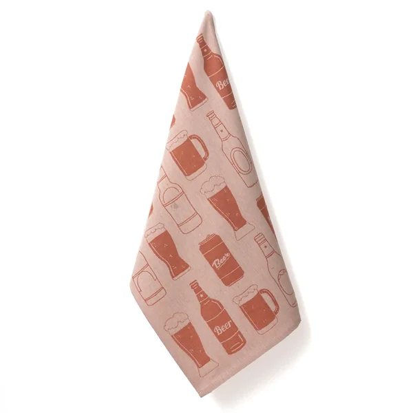 Lot de 2 torchons de cuisine pur coton 50x70 cm BEER rouge brique
