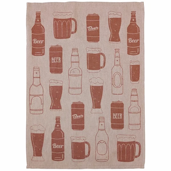 Lot de 2 torchons de cuisine pur coton 50x70 cm BEER rouge brique
