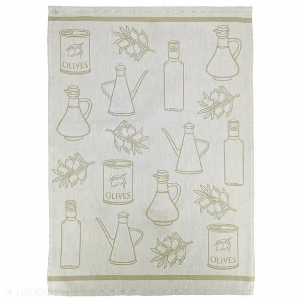 Lot de 2 torchons de cuisine pur coton 50x70 cm EVOO vert kaki