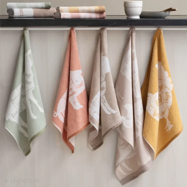 Lot de 2 torchons de cuisine pur coton 50x70 cm GRILLUXE jaune