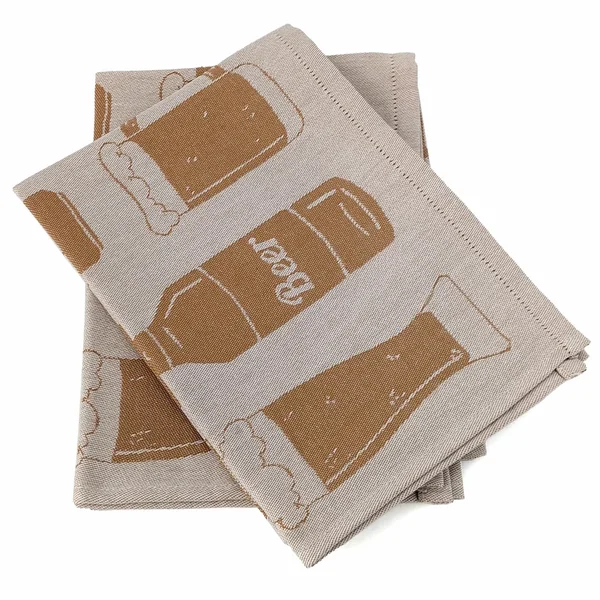 Lot de 2 torchons de cuisine pur coton 50x70 cm motif de bières BEER jaune