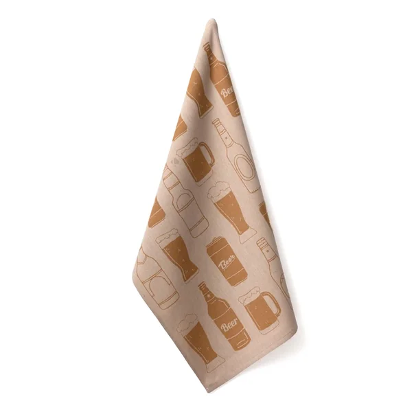 Lot de 2 torchons de cuisine pur coton 50x70 cm motif de bières BEER jaune