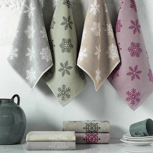Lot de 2 torchons de cuisine toile 50x70 cm coton ICE gris