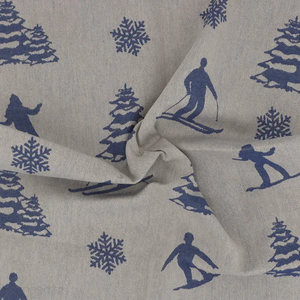 Lot de 2 torchons de cuisine toile 50x70 cm coton SKI bleu