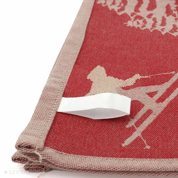 Lot de 2 torchons de cuisine toile 50x70 cm coton SKI rouge