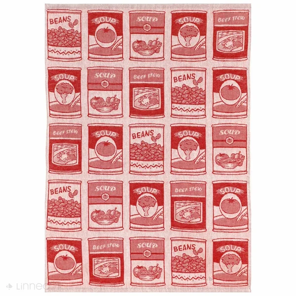 Lot de 2 torchons de cuisine toile 50x70 cm coton SOUP rouge