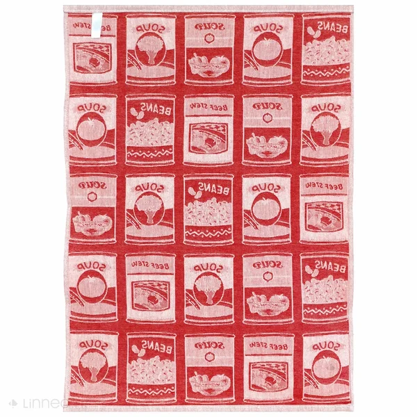 Lot de 2 torchons de cuisine toile 50x70 cm coton SOUP rouge