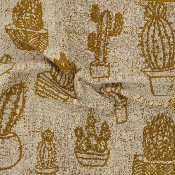 Lot de 2 torchons de cuisine éponge 50x50 cm coton CACTUS jaune
