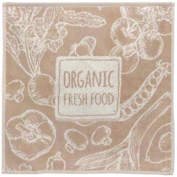 Lot de 2 torchons de cuisine éponge 50x50 cm coton ORGANIC marron