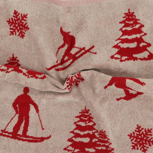 Lot de 2 torchons de cuisine éponge 50x50 cm coton SKI rouge