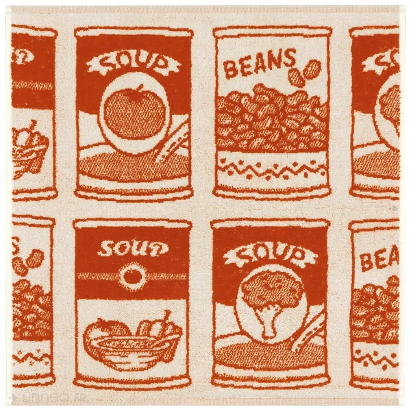 Lot de 2 torchons de cuisine éponge 50x50 cm coton SOUP orange
