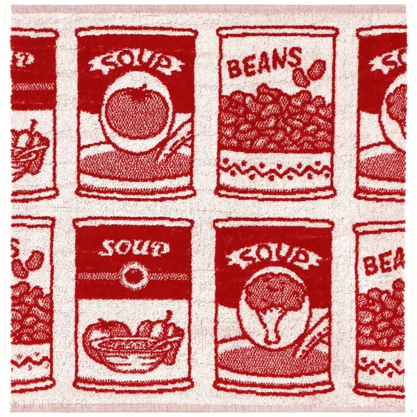 Lot de 2 torchons de cuisine éponge 50x50 cm coton SOUP rouge
