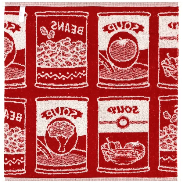 Lot de 2 torchons de cuisine éponge 50x50 cm coton SOUP rouge