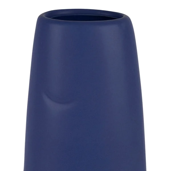 Lot de 2 vases visage en grès indigo et écru h30cm