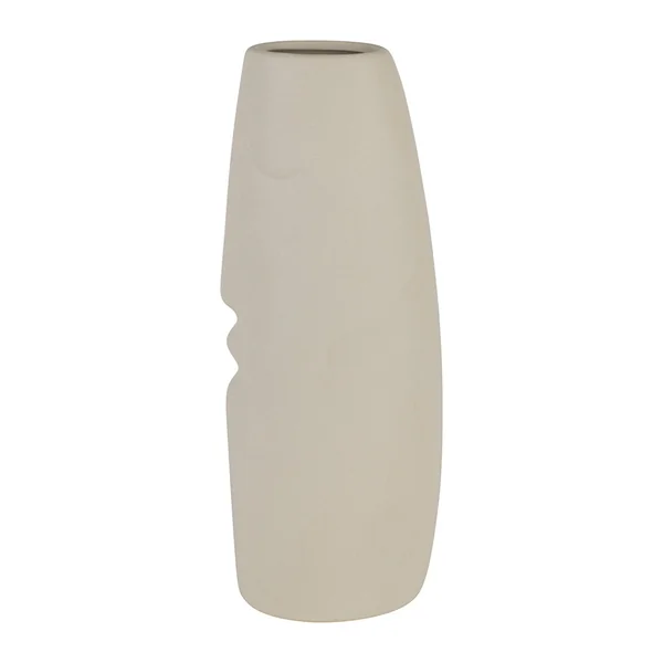 Lot de 2 vases visage en grès indigo et écru h30cm
