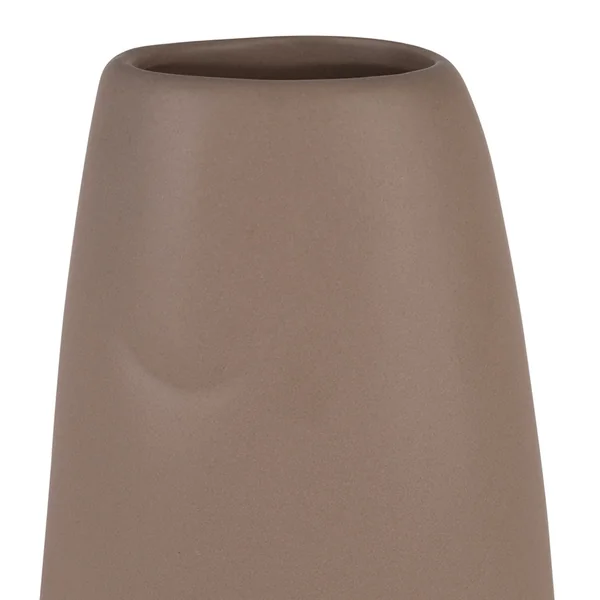 Lot de 2 vases visage en grès terracotta et beige h30cm