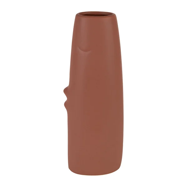 Lot de 2 vases visage en grès terracotta et beige h30cm